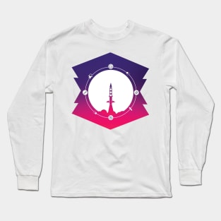 Rocket In Pink Space Long Sleeve T-Shirt